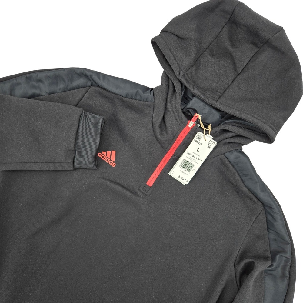 Adidas NWT Large Tiro Hoody ST W Sweatshirt Women Black Red Athleisure H60015